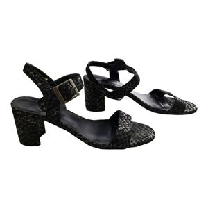 Vaneli Snakeskin Block Heel Ankle Strap‎ Sandals Size 8 W Wide